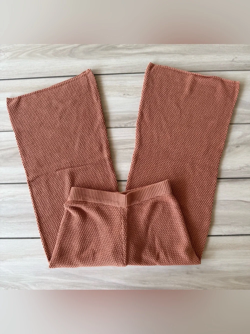 Umgee Knitted Elastic Waistband Wide Leg Pant Cinnamon Small NWT IN PKG